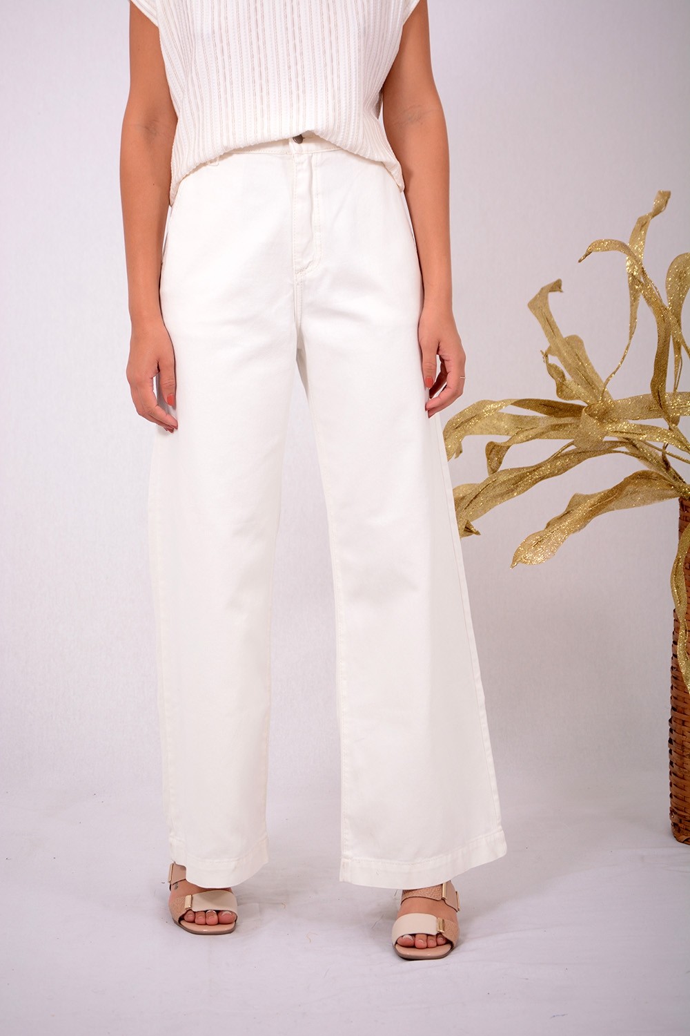 CALÇA DE SARJA WIDE LEG