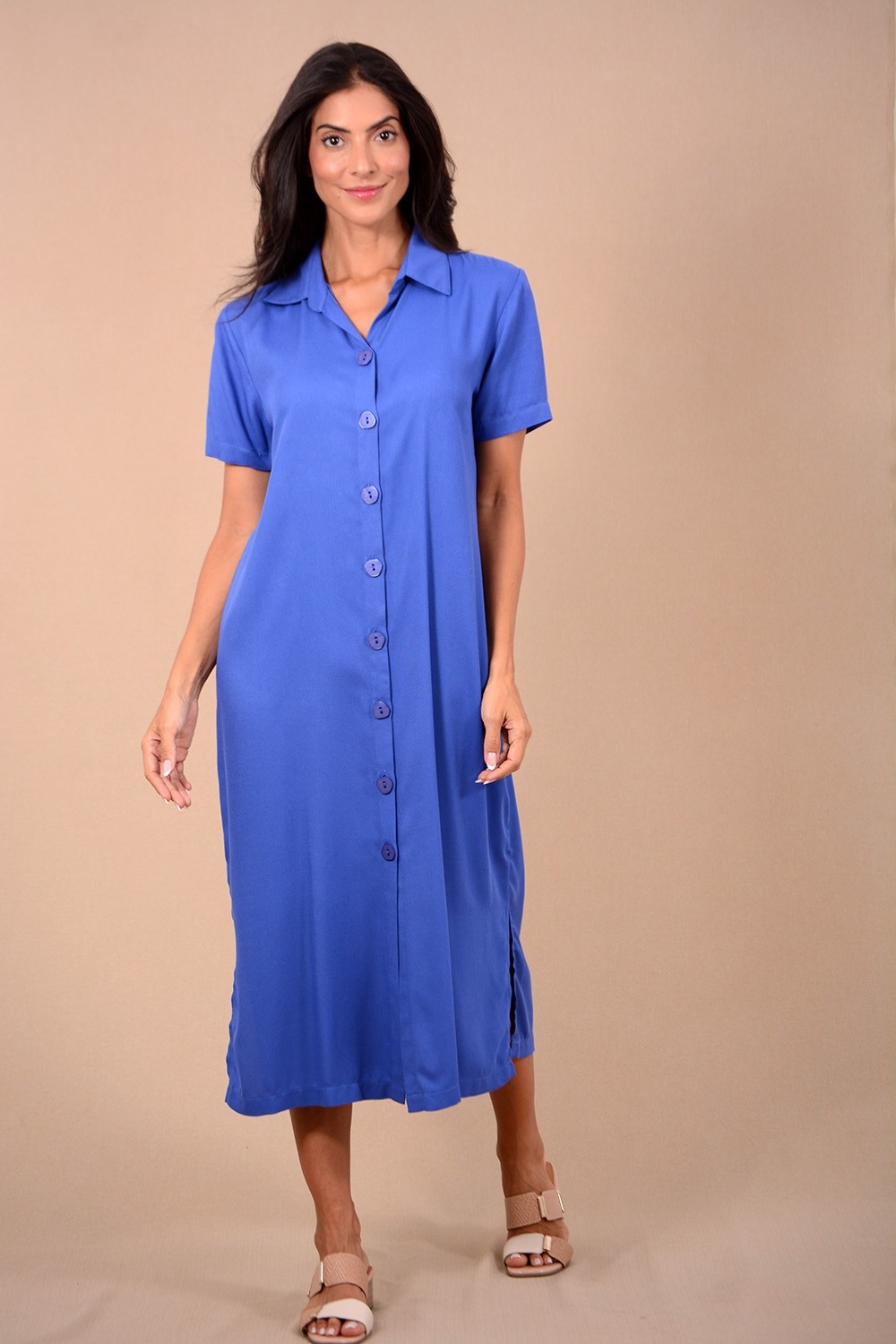 VESTIDO CHEMISE VISCOSE SARJADA