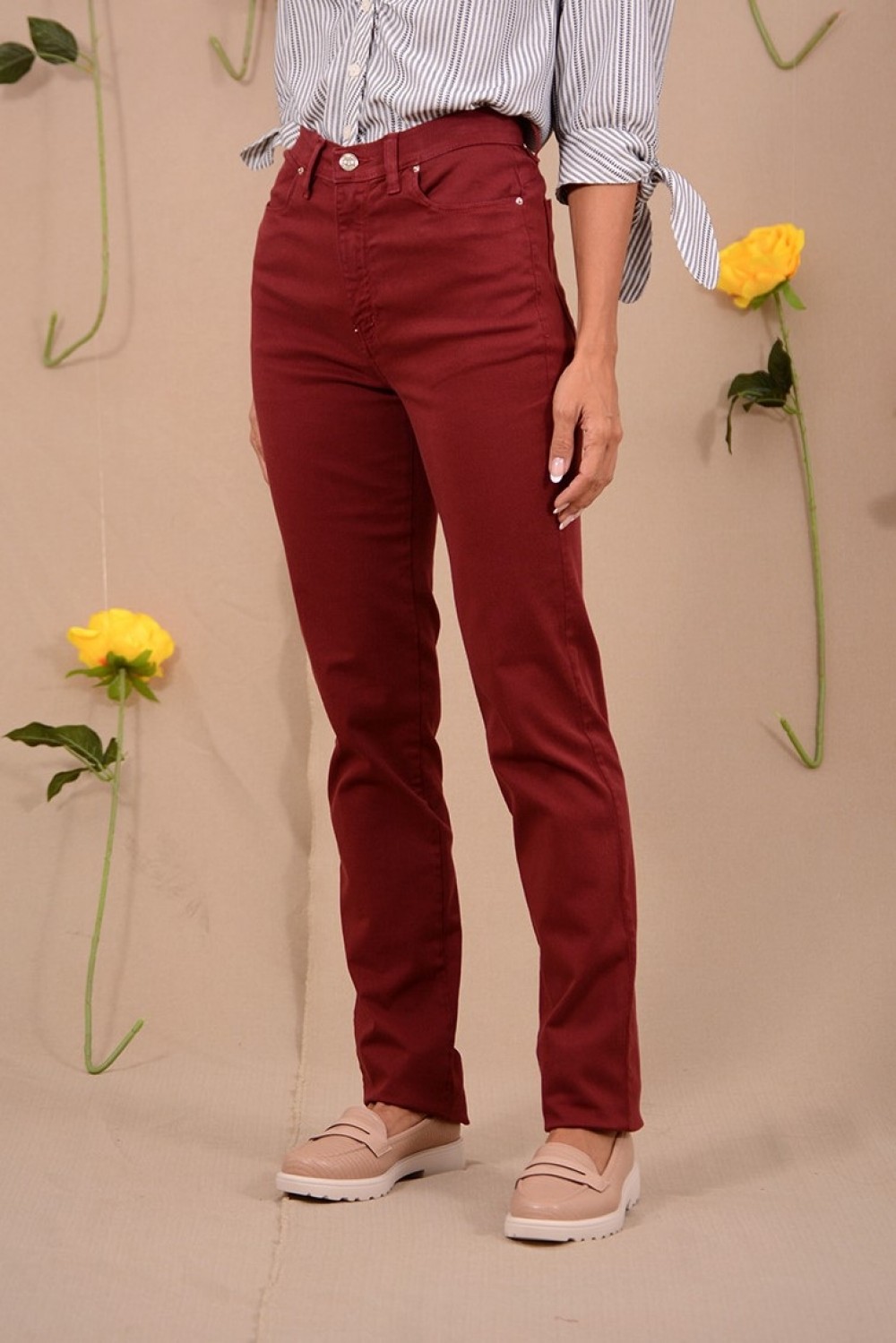 CALÇA SARJA RETA COLOR