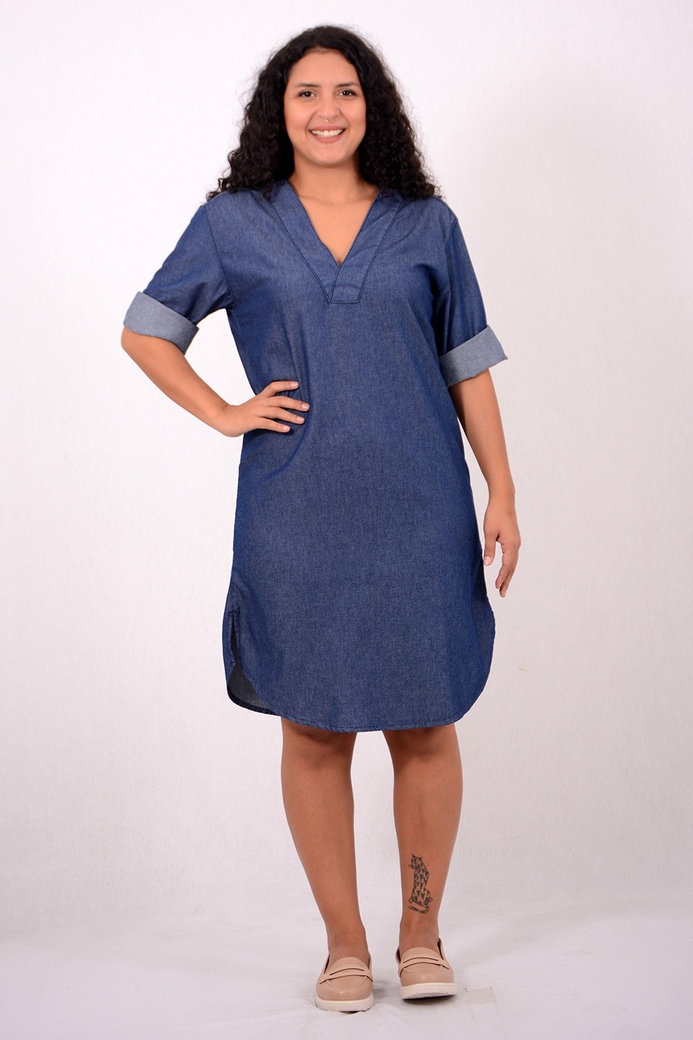 VESTIDO JEANS  DECOTE V