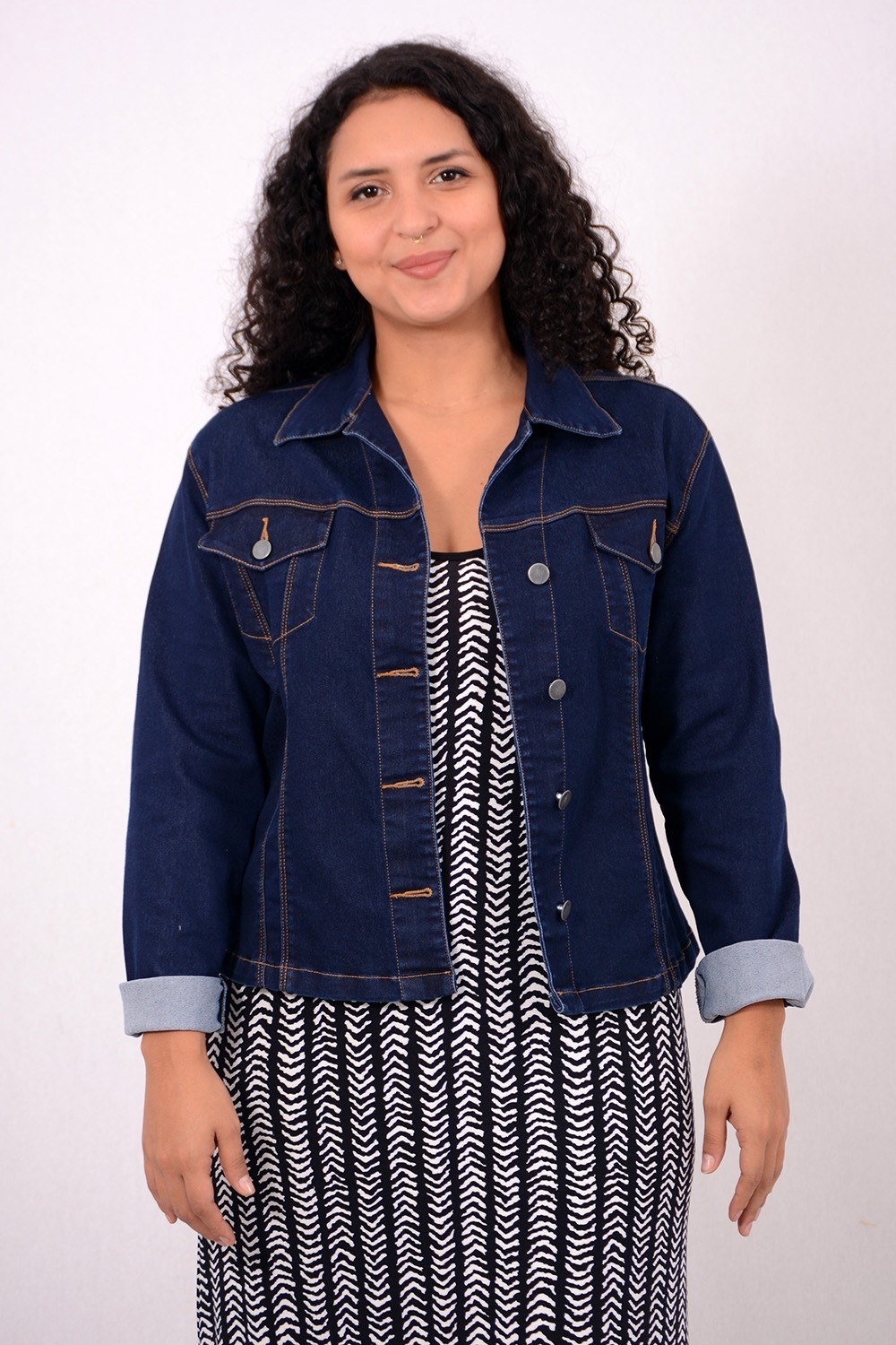 JAQUETA JEANS PESPONTO OCRE