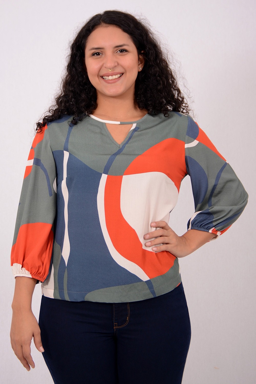 BLUSA VISCOSE ESTAMPA NANTES MANGA 7/8