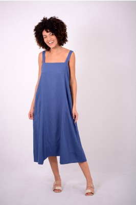 VESTIDO LINHO RECORTADO COM ALÇA