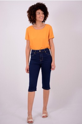 BERMUDA JEANS CORSÁRIO BOLSO BORDADO