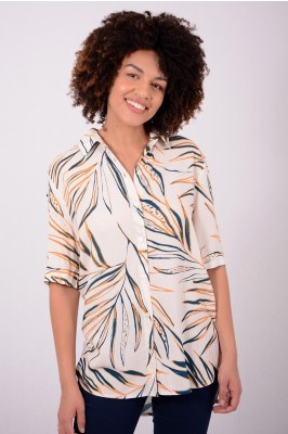 CAMISA MANGA CURTA VISCOSE EST FOLHAGEM