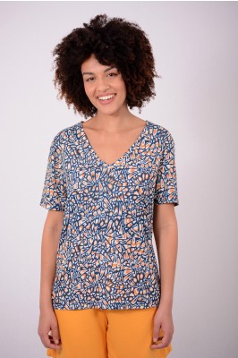 BLUSA DE MALHA DECOTE V ESTAMPA BORBOLETA