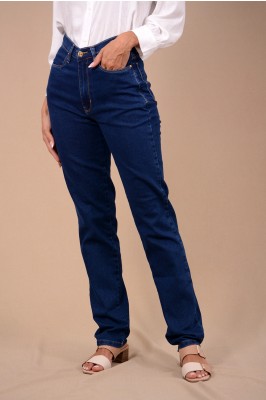 CALÇA JEANS AVANCINI PERNA RETA PESPONTO AMARELO