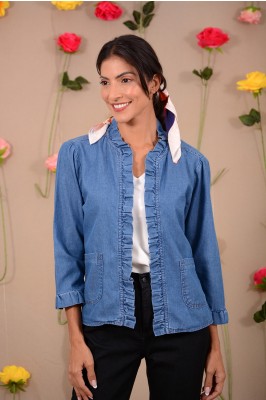 JAQUETA JEANS BABADO