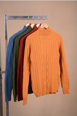 BLUSA TRICOT TIJOLINHO GOLA ALTA
