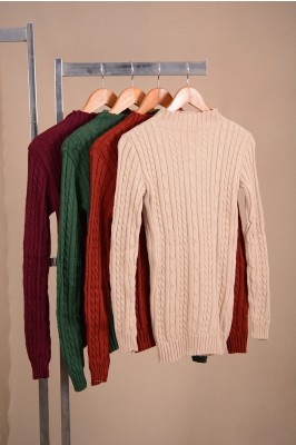 BLUSA TRICOT TRANÇA GOLA ALTA