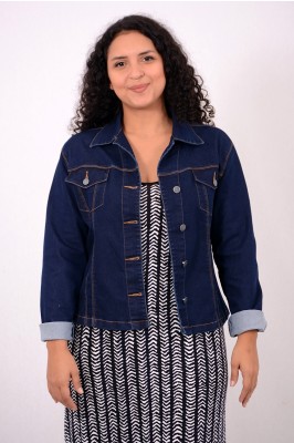 JAQUETA JEANS PESPONTO OCRE